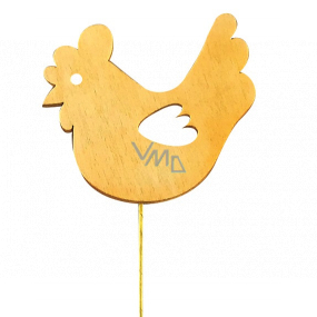 Wooden chicken 8 cm yellow + wire