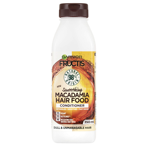 Garnier Fructis Smoothing Macadamia Hair Food Moisturizing Conditioner For Smooth Hairstyles For Dry, Unruly And Frizzy Hair 350 ml