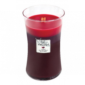 WoodWick Trilogy Sun Ripened Berries - Summer berry scented candle with wooden wick and lid glass large 609 g