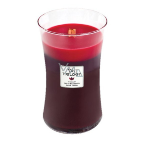 WoodWick Trilogy Sun Ripened Berries - Summer Berries scented candle with wooden wick and lid glass large 609 g
