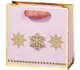 BSB Luxury gift paper bag 14.5 x 15 x 6 cm Christmas pink with gold flakes VDT 447 CD