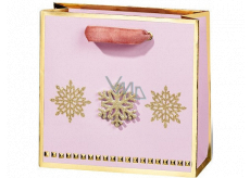 BSB Luxury gift paper bag 14.5 x 15 x 6 cm Christmas pink with gold flakes VDT 447 CD