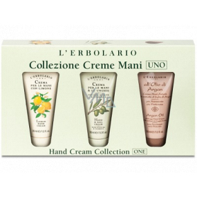 L'Erbolario Lemon hand cream 30 ml + Olive oil vitamin E hand and nail cream 30 ml + Argan oil and argan leaf extract anti-age hand cream 30 ml, cosmetic set