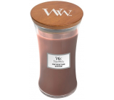 WoodWick Stone Washed Suede - Washed suede scented candle with wooden wick and lid glass large 609 g