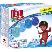 Dr. Devil WC Push Pull Gel Polar Aqua toilet block without basket, 4 × 20 g
