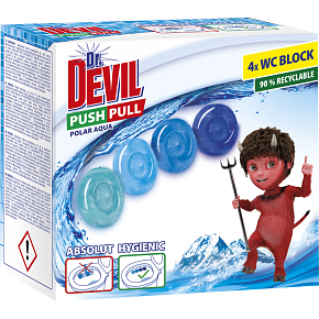 Dr. Devil WC Push Pull Gel Polar Aqua toilet block without basket, 4 × 20 g