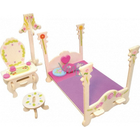 Puzzle wooden furniture for dolls Bed with mirror 20 x 15 cm