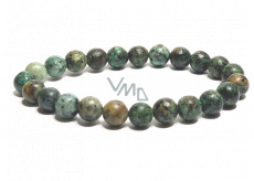 Jasper African imitation Turquoise, bracelet elastic natural stone, ball 8 mm / 16 - 17 cm