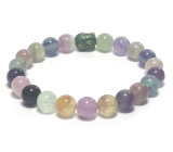 Fluorite chakra bracelet elastic natural stone, ball 8 mm / 16-17 cm, genius stone