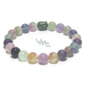 Fluorite chakra bracelet elastic natural stone, ball 8 mm / 16-17 cm, genius stone