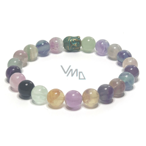 Fluorite chakra bracelet elastic natural stone, ball 8 mm / 16-17 cm, genius stone