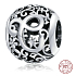 Sterling silver 925 Magic alphabet letter C with flowers, bead for bracelet