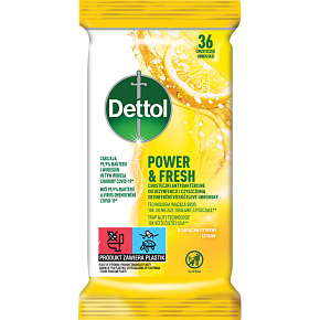 Dettol Power & Fresh disinfectant multi-purpose wipes lemon 36 pcs Dettol Power & Fresh disinfectant multi-purpose wipes lemon 36 pcs