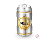 Charm Sterling silver 925 Beer in a can, bead for bracelet, food and drink