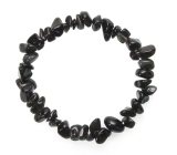 Obsidian black bracelet elastic chopped natural stone 19 cm, rescue stone