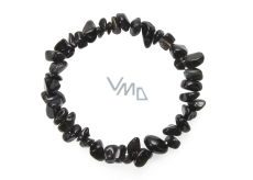 Obsidian black bracelet elastic chopped natural stone 19 cm, rescue stone
