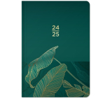 Albi Weekly diary 18 months 2024 - 2025 Green, gold leaves 12,5 cm x 17 cm x 1,3 cm