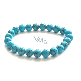 Turquenite bracelet elastic natural stone, 8 mm bead / 16 - 17 cm, stone of young people, seeking life purpose, protection