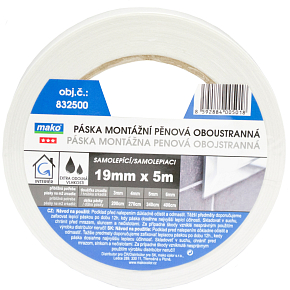 Mako mirror mounting tape, double-sided, foam, width 19 mm, length 5 m