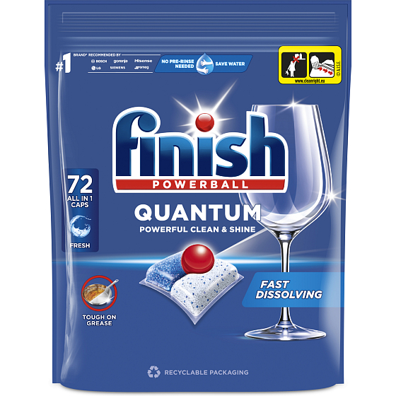 Finish Quantum All-in-1 dishwasher tablets, 72 pcs