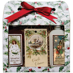 Bohemia Gifts Christmas Gift Set Shower Gels 2× 100 ml + Scented Card Apple and Cinnamon