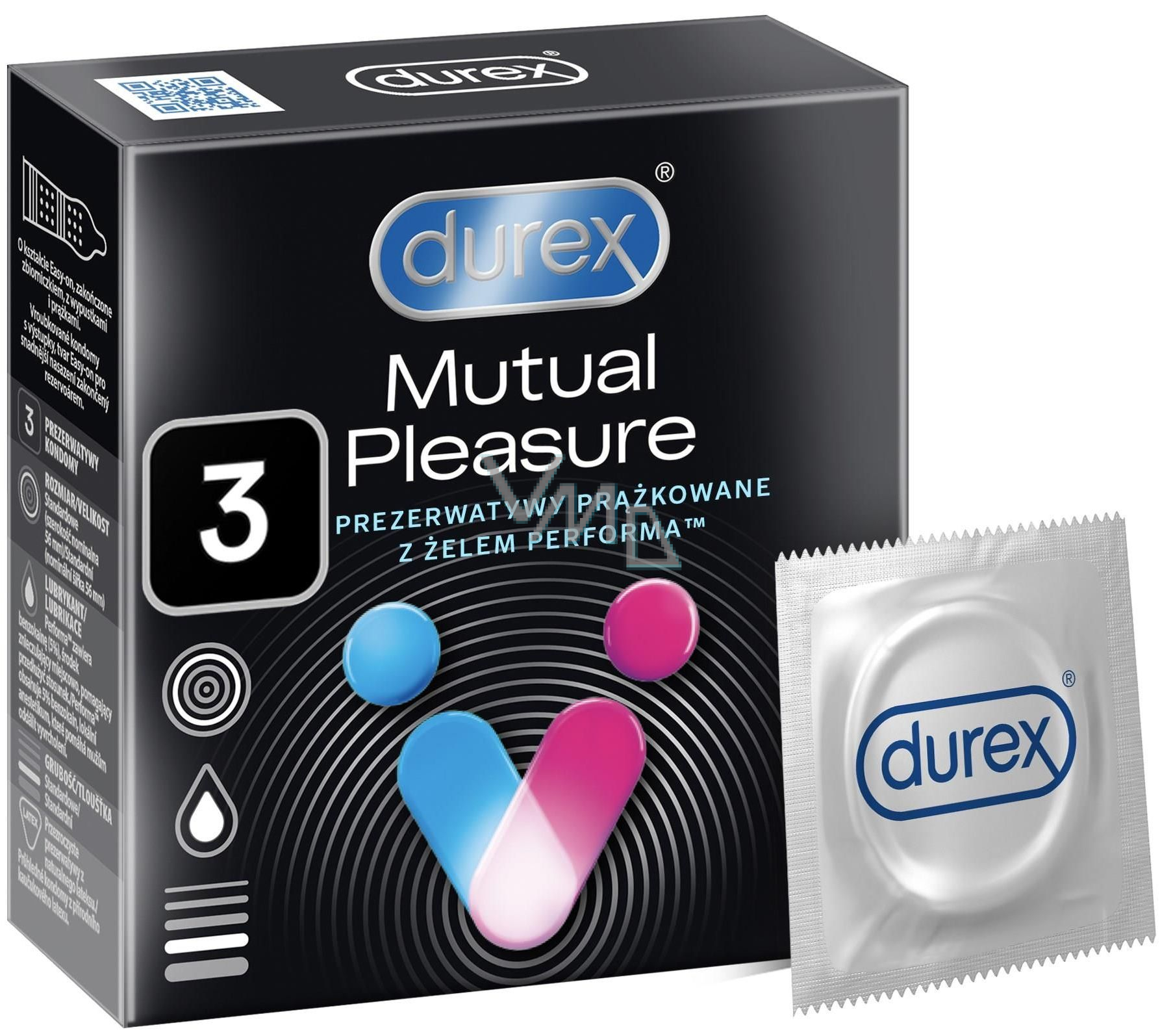 Durex Mutual Pleasure knurled condom with protrusions, nominal width