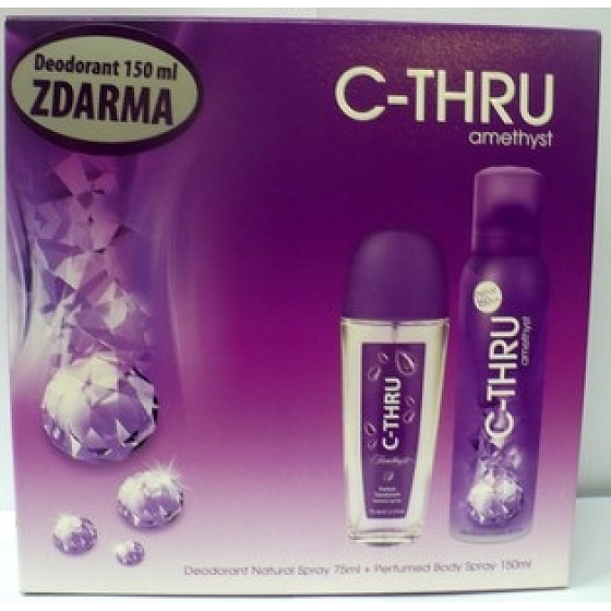 C-Thru Amethyst perfumed deodorant glass 75 ml + deodorant spray 150 ml, for women gift set