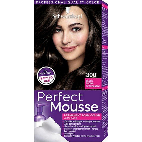 Schwarzkopf Perfect Mousse Permanent Foam Color Hair Color 300 Black Brown