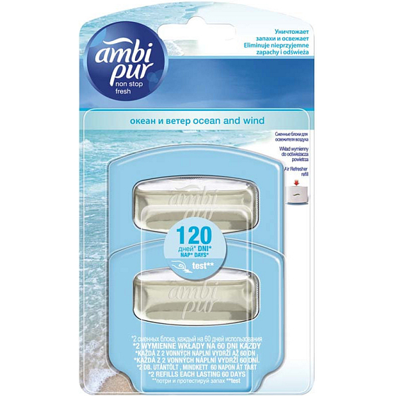 Ambi Pur Non Stop Fresh Ocean and Wind air freshener refill 2 x 5.5 ml