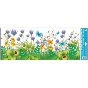 Window foil without glue meadow purple flowers stripe 60 x 22, 5 cm