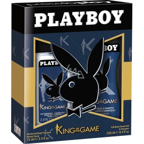 Playboy King of The Game perfumed deodorant glass for men 75 ml + shower gel 250 ml, cosmetic set
