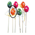 Eggs plastic marbled orange recess 4 cm + skewers