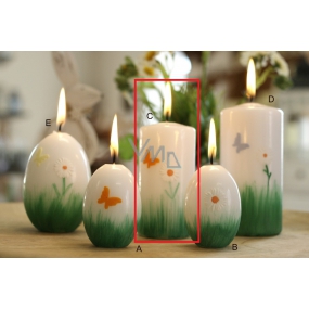 Lima Spring relief bow tie, flower candle white cylinder 50 x 100 mm 1 piece