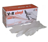V-R Gloves Vinyl Disposable Powder-Free Ambidextrous Size S Box of 200 Pieces