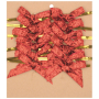 Narrow red glittery velvet bows 8 cm 12 pieces