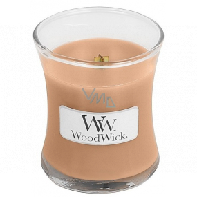 WoodWick Golden Milk - Golden milk scented candle with wooden wick and glass lid small 85 g