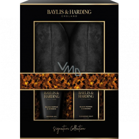 Baylis & Harding Men Black pepper and Ginseng shower gel 140 ml + soap 100 g + slippers, cosmetic set for men