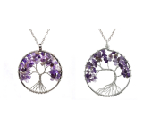 Amethyst Tree of Life pendant natural stone, healing, chain length: 45 + 5 cm, stone of kings and bishops