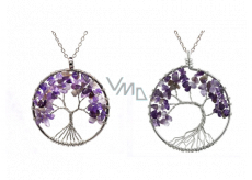 Amethyst Tree of Life pendant natural stone, healing, chain length: 45 + 5 cm, stone of kings and bishops