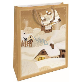 Nekupto Gift paper bag 32,5 x 26 x 13 cm Christmas snow house