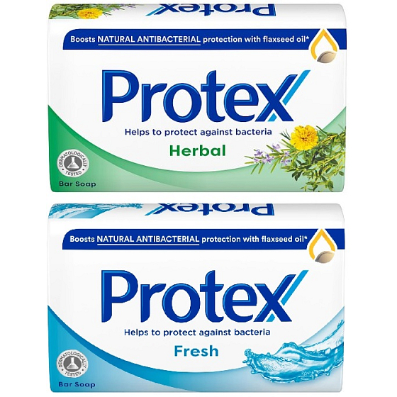 Protex Fresh antibacterial toilet soap 90 g + Herbal antibacterial toilet soap 90 g, 72 pcs carton