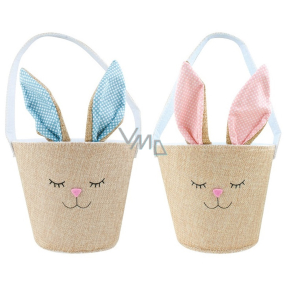 Basket textile bunny with ears 15 x 12,5 cm different colours