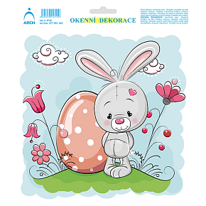 Arch Easter sticker, window film without adhesive Bunny in the meadow 20 x 23 cm