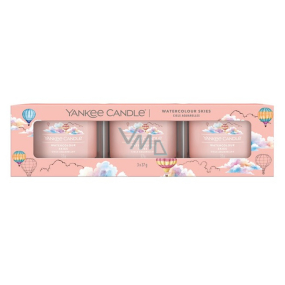 Yankee Candle Watercolour Skies - Watercolour Sky scented votive candle in glass 3 x 37 g, gift set