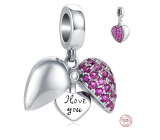 Sterling Silver 925 Heart Openable I Love You Pendant Bracelet Love