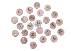 Rose Quartz Circular Rune Alphabet Natural Stone, 16 - 19 mm 25 pieces