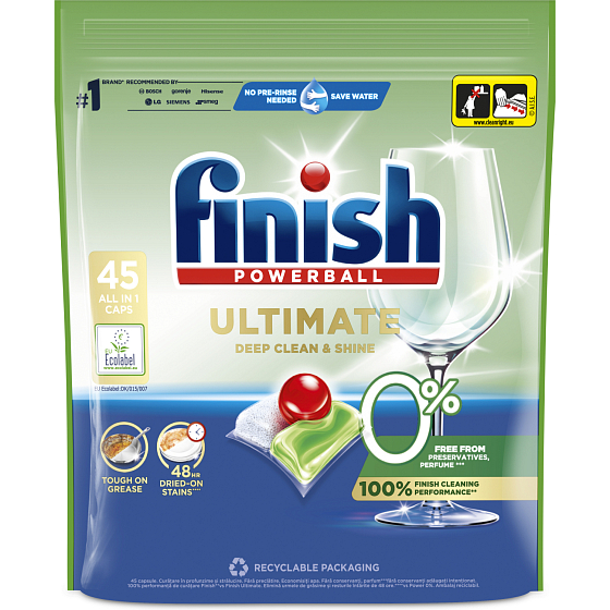 Finish Powerball Ultimate 0% Deep Clean & Shine dishwasher tablets 100 pcs