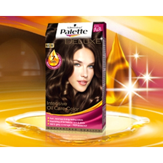 Schwarzkopf Palette Deluxe caring 7 oils hair color 755 Bright golden mocha