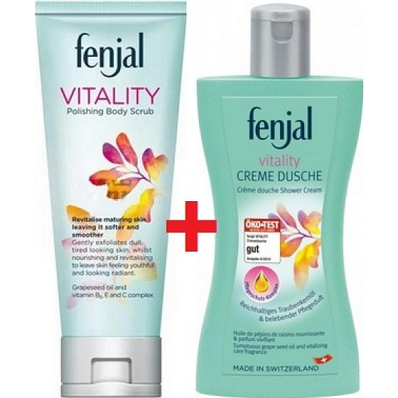 Fenjal Vitality body peeling 200 ml + shower cream 200 ml, cosmetic set