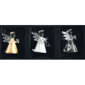 Angels made of glass set of 3 pieces gold, silver clear 4,5 cm